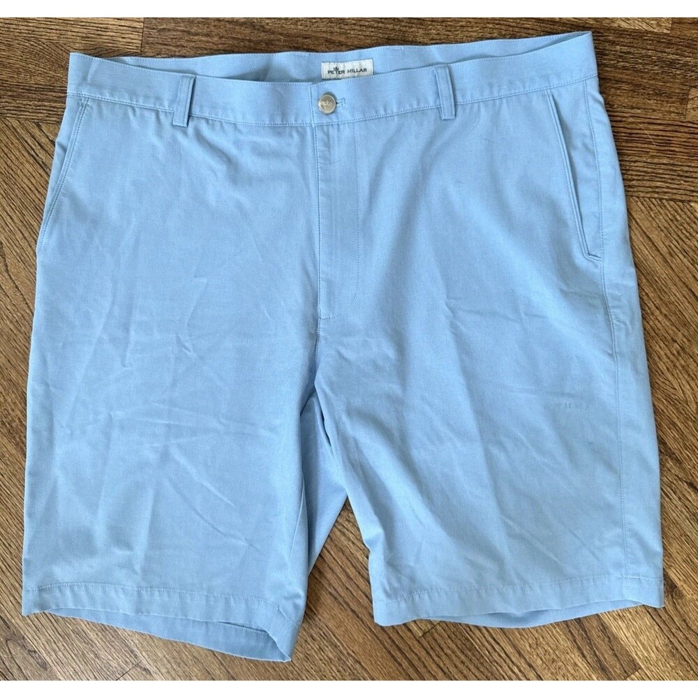 Peter Millar Men's Light Blue Athletic Golf Shorts Size 38 Flat Front Pockets